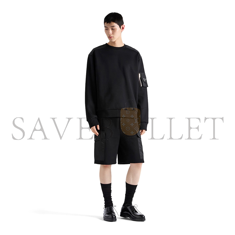 Pra*a cotton fleece and re-nylon sweatshirt ujl03c